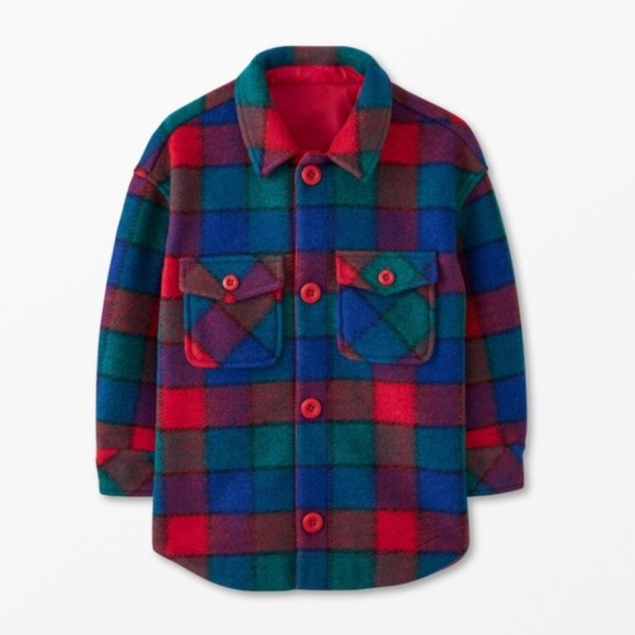 Hanna Andersson Faux Wool Felt Plaid Shirt Jacket - Picture 1 of 10